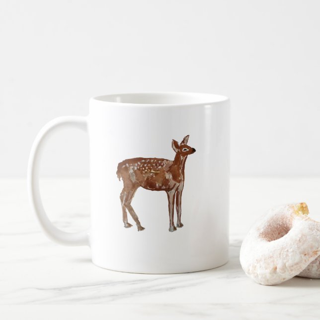 Taza De Café Pintado de Navidades de Baby Deer Wilderness (Con donut)