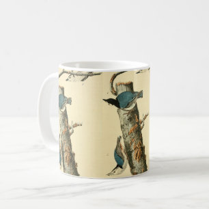 Taza De Café Pintado de pájaro nuthatch con senos blancos audu
