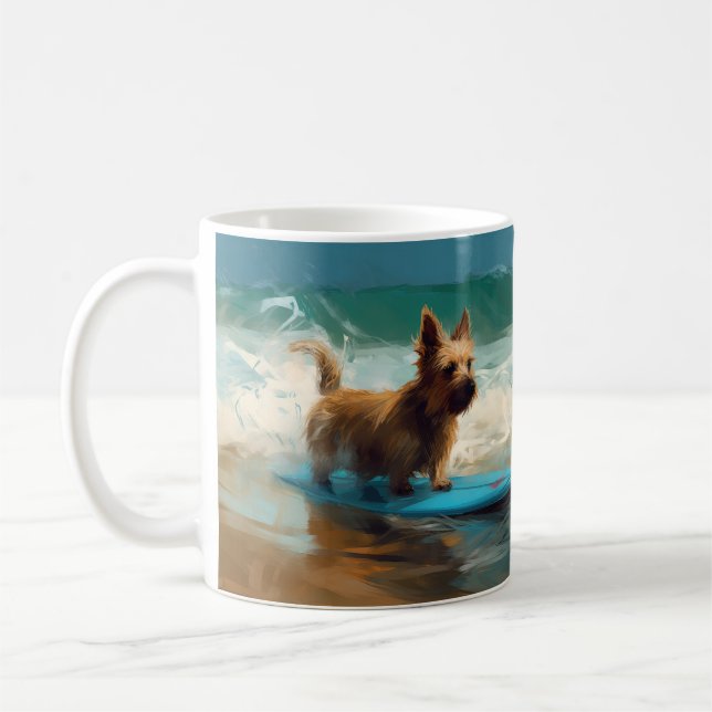 Taza De Café Pintado de surf en Australian Terrier Beach (Izquierda)