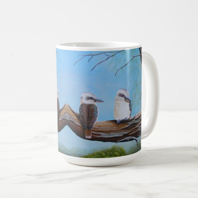 Taza De Café Pintado de vida silvestre de las aves de Kookaburr (Anverso derecho)