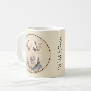 Taza De Café Pintado de Welsh Terrier - Arte de Perro Original.