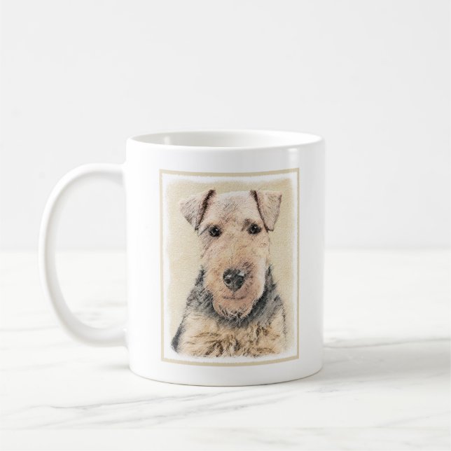 Taza De Café Pintado de Welsh Terrier - Arte de Perro Original. (Izquierda)