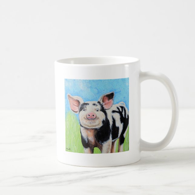 Taza De Café Pintado feliz de Cerdito (Derecha)