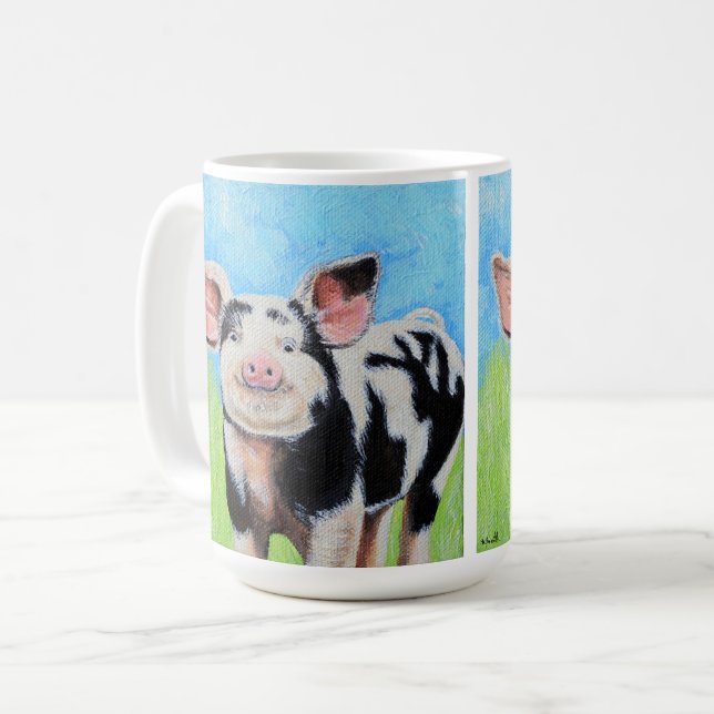 Taza De Café Pintado feliz de Cerdito (Anverso izquierdo)