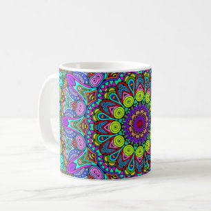 Taza De Café Pintado manual Mandala Clock Face 4