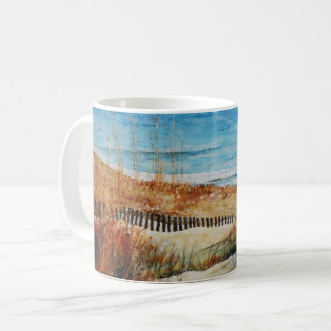Taza De Café Pintado oceánico de dunas de arena de playa (Anverso izquierdo)
