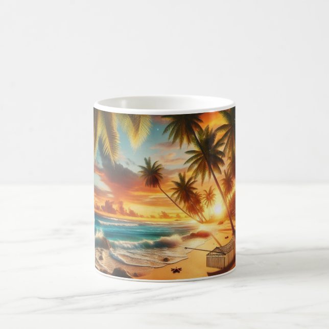 Taza De Café Pintado Serene Tropical Sunset Beach (Centro)