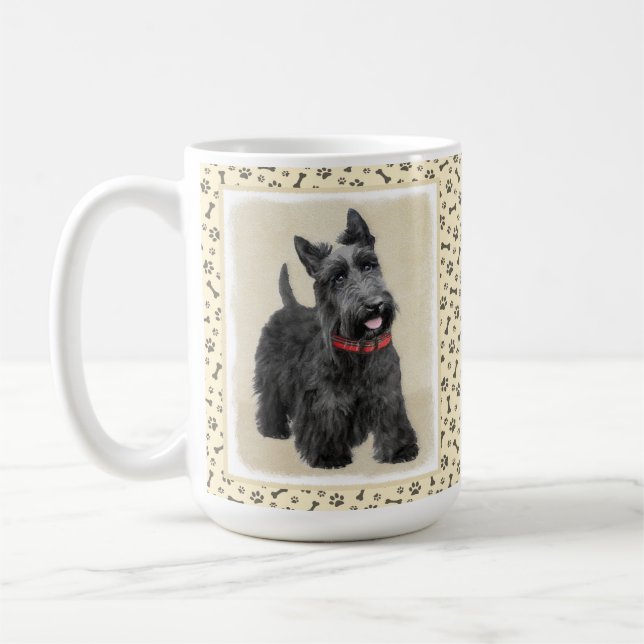 Taza De Café Pintado Terrier Escocés - Arte Perro Original (Izquierda)