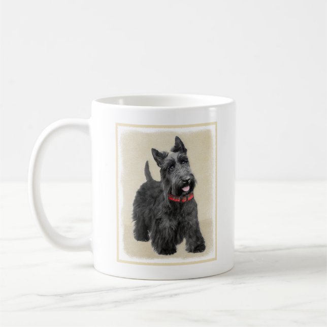 Taza De Café Pintado Terrier Escocés - Arte Perro Original (Izquierda)