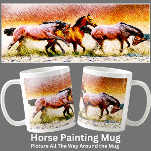 Taza De Café Pintando caballos en