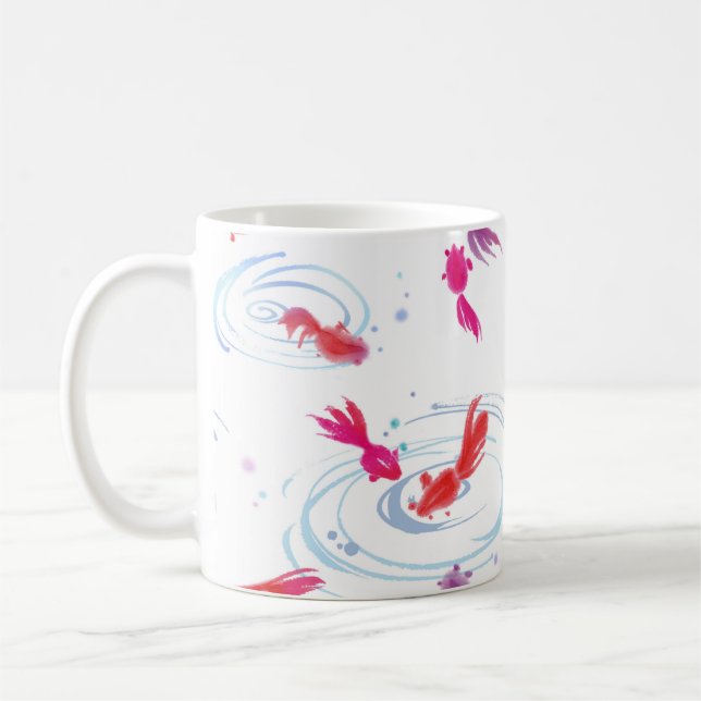 Taza De Café Pintando las acuarelas japonesas Koi Fish (Izquierda)