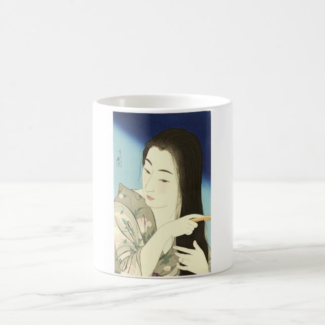 Taza De Café Pintando su pelo (bella mujer asiática) (Kotondo) (Centro)
