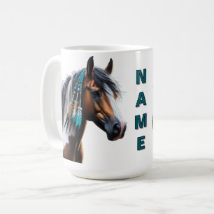 Taza De Café Pintar caballo con cuentas nativas