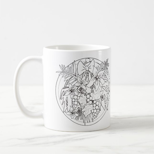 Taza De Café Pintar la imagen uno mismo un patrón tropical (Izquierda)