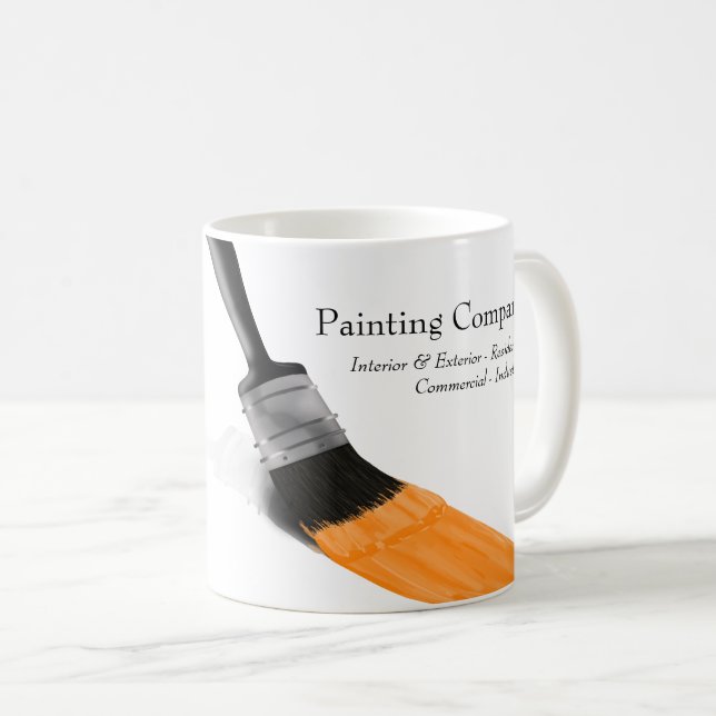 Taza De Café Pintar Naranja de pincel de la empresa de servicio (Anverso derecho)
