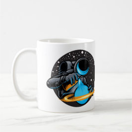 Taza De Café Pintor Astronauta Del Planeta