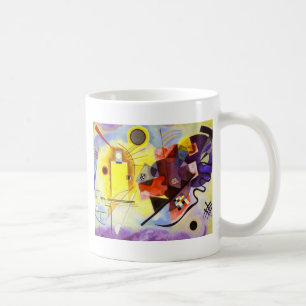 Taza De Café Pintura abstracta amarilla de color rojo azul Kand