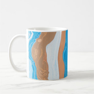 TAZA DE CAFÉ PINTURA ABSTRACTA AZUL Y MARRÓN