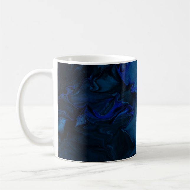 Taza De Café Pintura abstracta azul y negro (Izquierda)