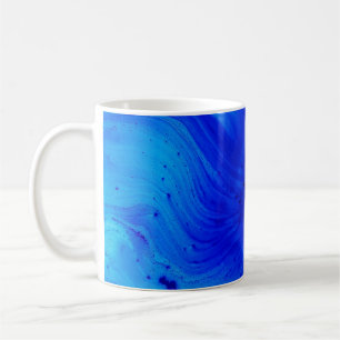 Taza De Café Pintura abstracta azul y verde azulada