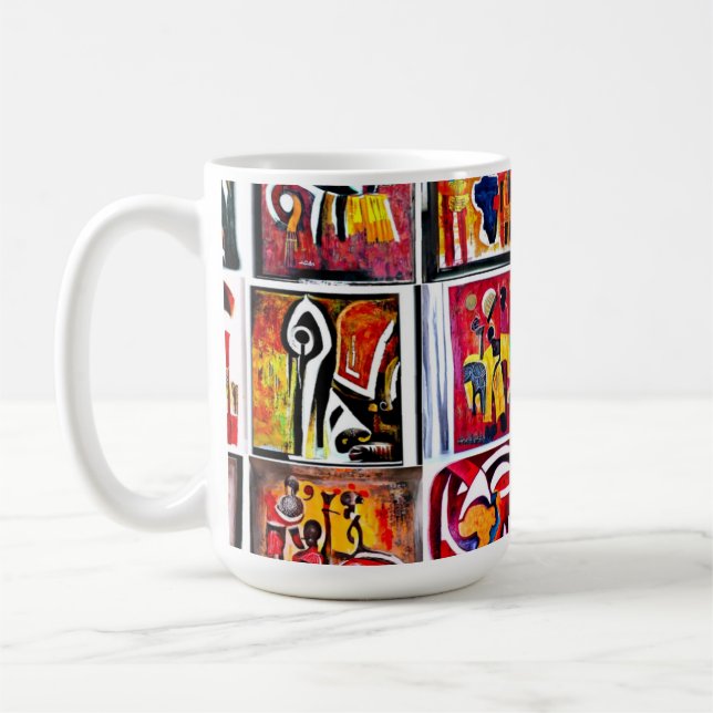 Taza De Café Pintura abstracta de arte étnico africano (Izquierda)