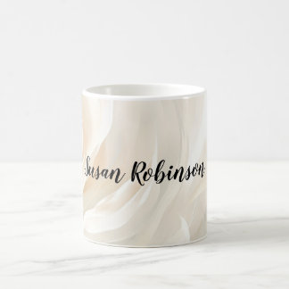 Taza De Café Pintura abstracta de flores de rosa blanca