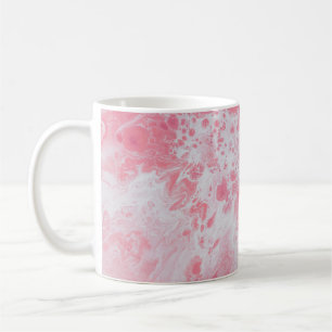 TAZA DE CAFÉ PINTURA ABSTRACTA DE LÍQUIDO BLANCO Y ROSA