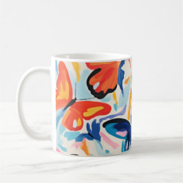 Taza De Café Pintura abstracta de mariposas.