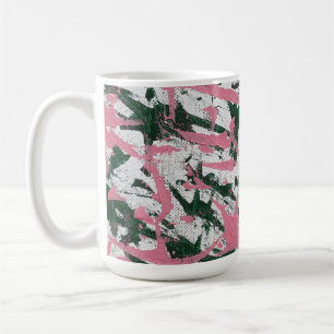 Taza De Café Pintura abstracta en rosa y verde
