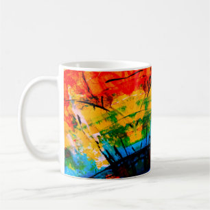 Taza De Café Pintura abstracta en una pared de hormigón. ilustr