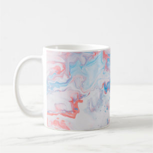 Taza De Café Pintura abstracta roja, azul y blanca