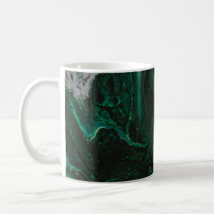 Taza De Café Pintura abstracta verde azulada y blanca