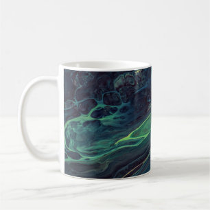 TAZA DE CAFÉ PINTURA ABSTRACTA VERDE Y NEGRA