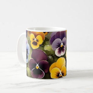 Taza De Café Pintura acuarela de tonos amarillos y morados