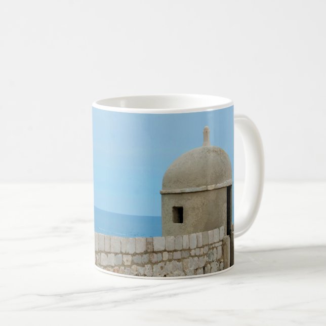 Taza De Café Pintura acuarela del muro de la ciudad de Dubrovni (Anverso derecho)
