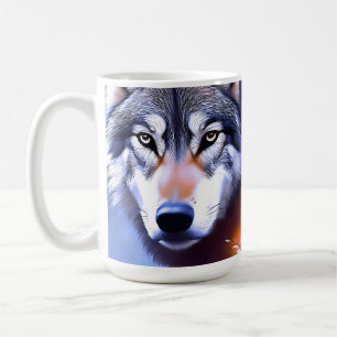 Taza De Café Pintura al óleo de lobo La esencia de la belleza,