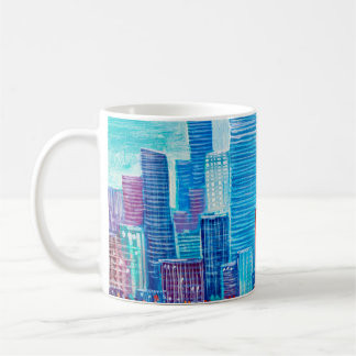 Taza De Café Pintura artística de rascacielos. Estilo abstracto