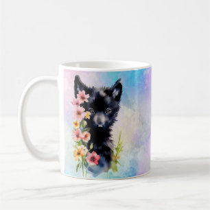 Taza De Café Pintura artística en acuarela de cachorro de lobo