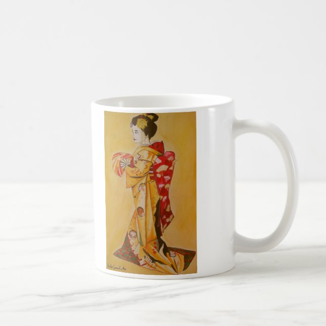 Taza De Café pintura artística original de la acuarela japonesa (Derecha)