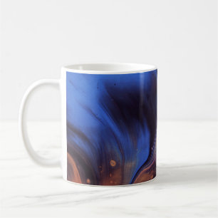 TAZA DE CAFÉ PINTURA AZUL Y BLANCA ABSTRACTA