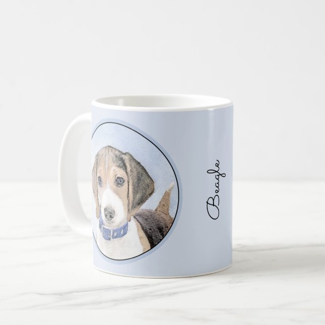 Taza De Café Pintura Beagle - Arte Perro Original Cuto (Anverso izquierdo)