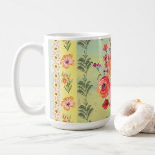 Taza De Café Pintura botánica de estilo retro intemporal
