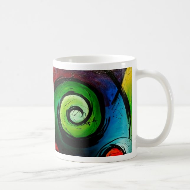 Taza De Café Pintura brillante enrrollada del arte abstracto (Derecha)