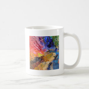 Taza De Café Pintura colorida de la paleta del pintor artista