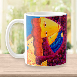 Taza De Café Pintura contemporánea de familia Madre e Hijos