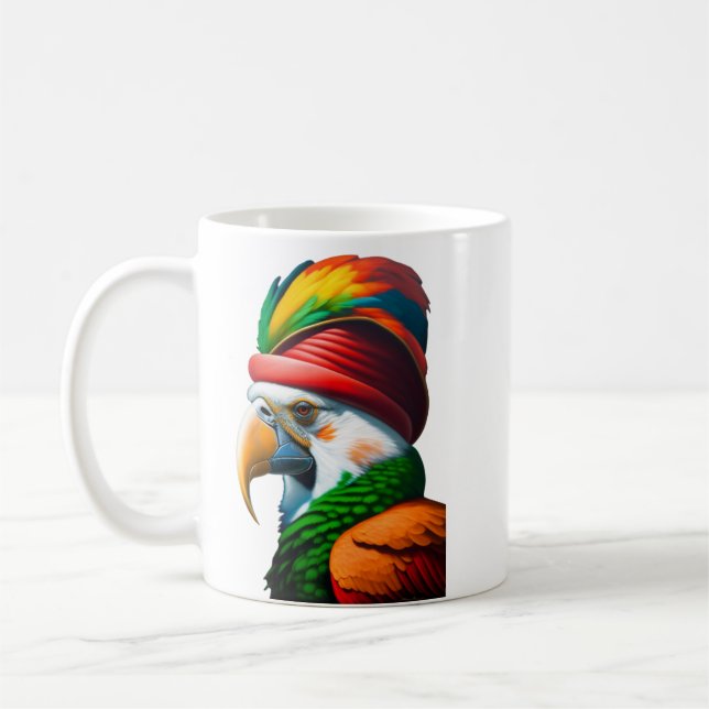 Taza De Café Pintura de aceite del loro pirata (Izquierda)