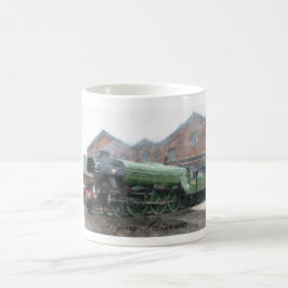 Taza De Café Pintura de aceite del tren de vapor de Escocia vol