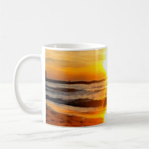 Taza De Café Pintura de aceite. Obra de arte acrílico. Gran pos