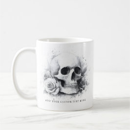 Taza De Café Pintura de acuarela de calavera con rosas