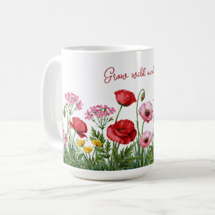 Taza De Café Pintura de Acuarela de Flores Silvestres con Mensa